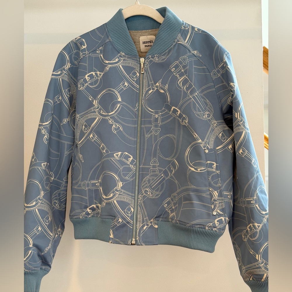 Hermes Women's flight jacket, blue print version